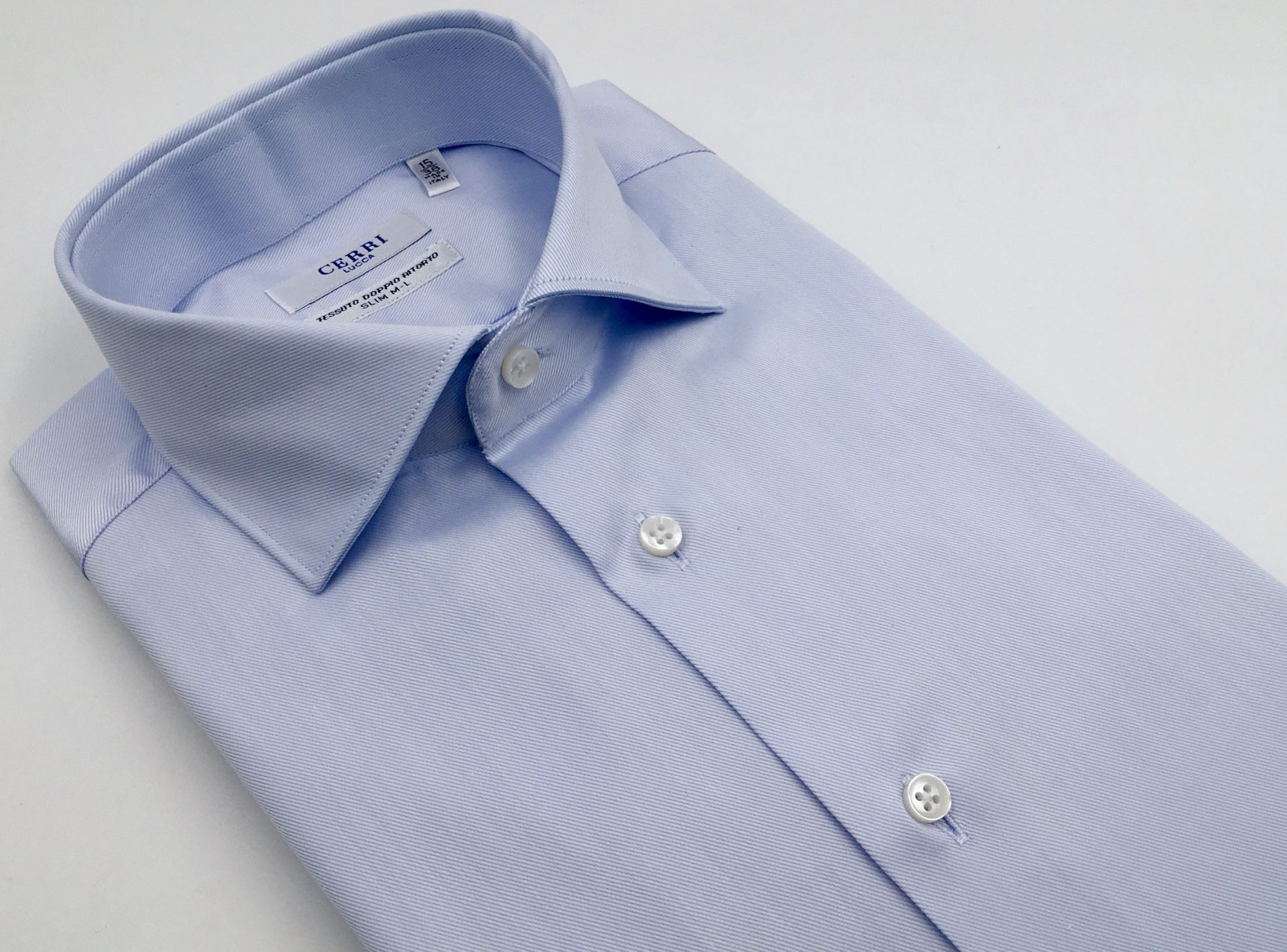 light blue shirt two ply twill fabric - Cerri Camiceria