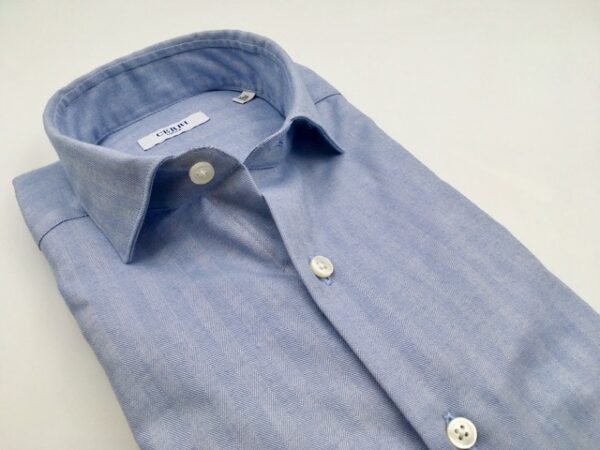 light blue warm cotton herringbone shirt