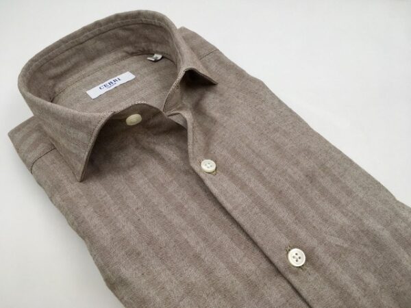 light brown pure cotton herringbone shirt