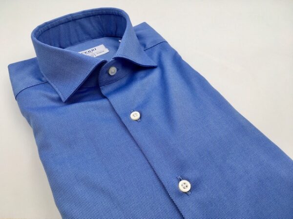 camicia azzurro royal puro cotone doppio ritorto