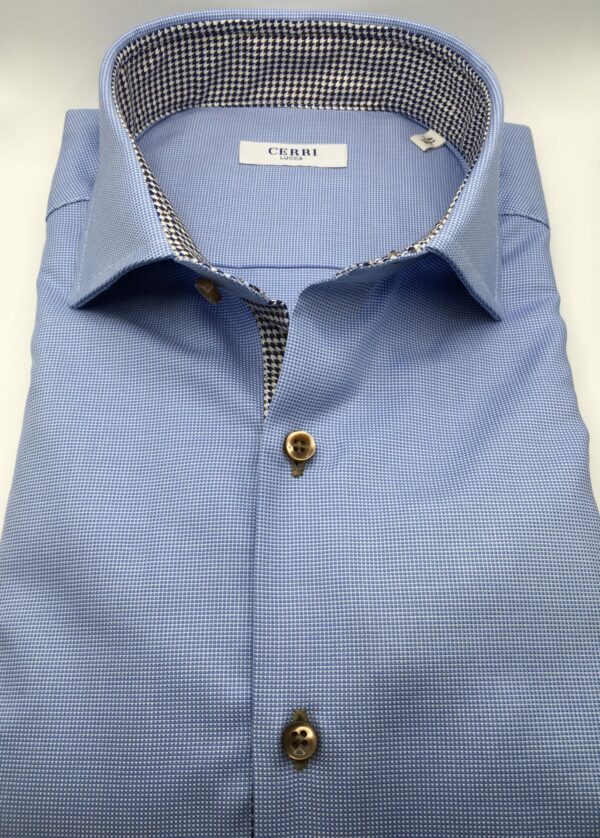 oxford light blue pure cotton slim fit shirt - Image 2