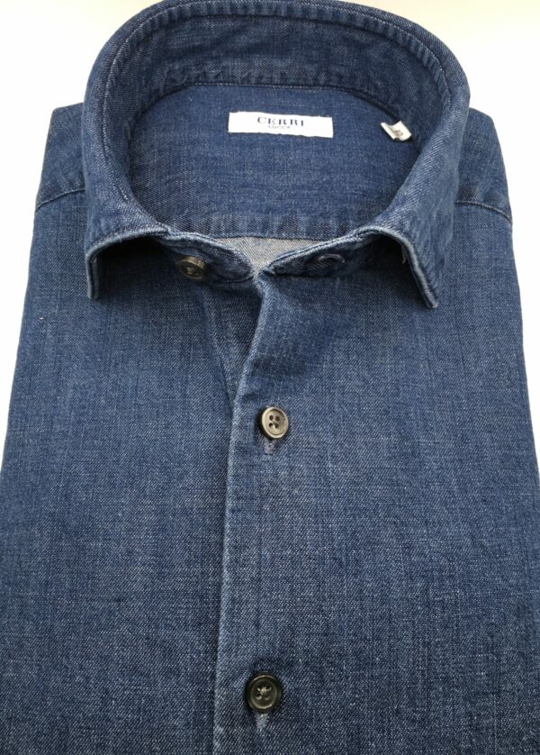 pure cotton slim fit denim shirt - Image 2