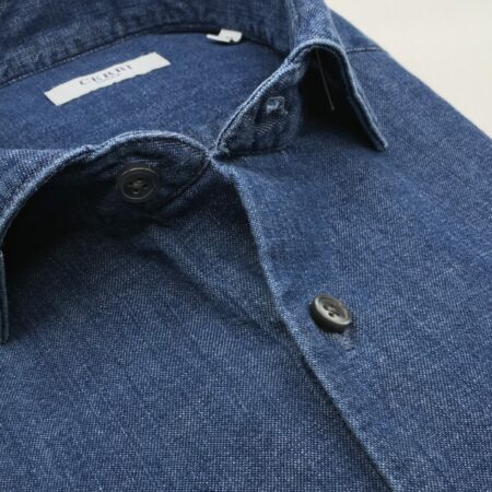 pure cotton slim fit denim shirt