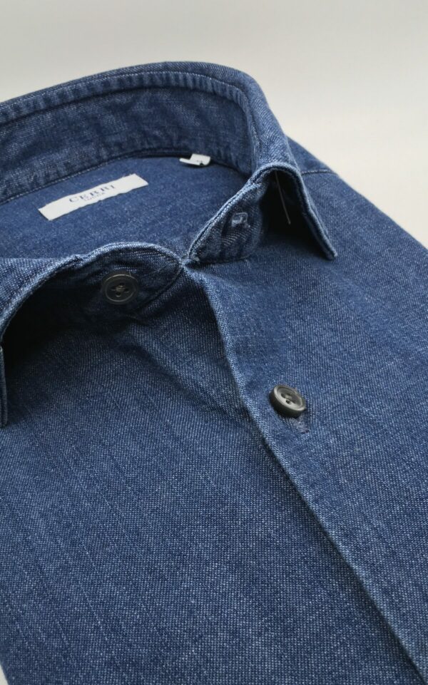 pure cotton slim fit denim shirt