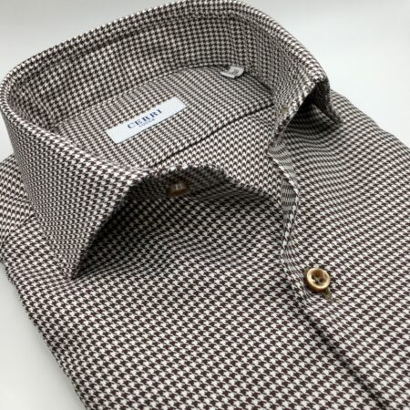 brown pied de poule slim fit shirt