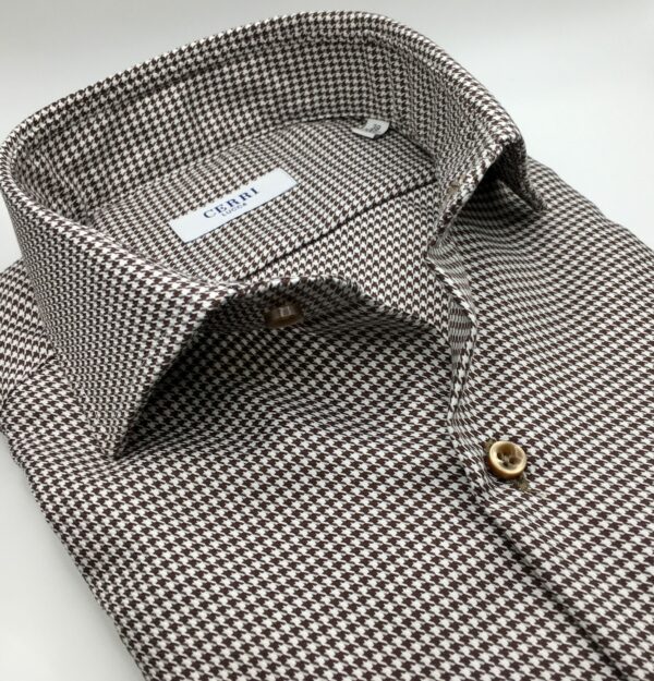 brown pied de poule slim fit shirt