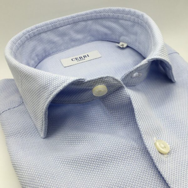 camicia celeste  puro cotone armaturato delavè
