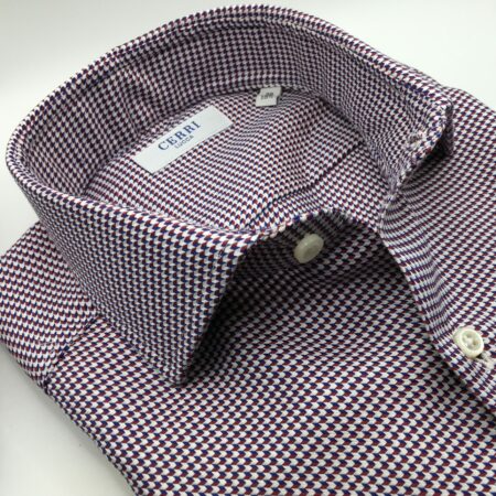 microdesign red and blue pure cotton slim fit shirt