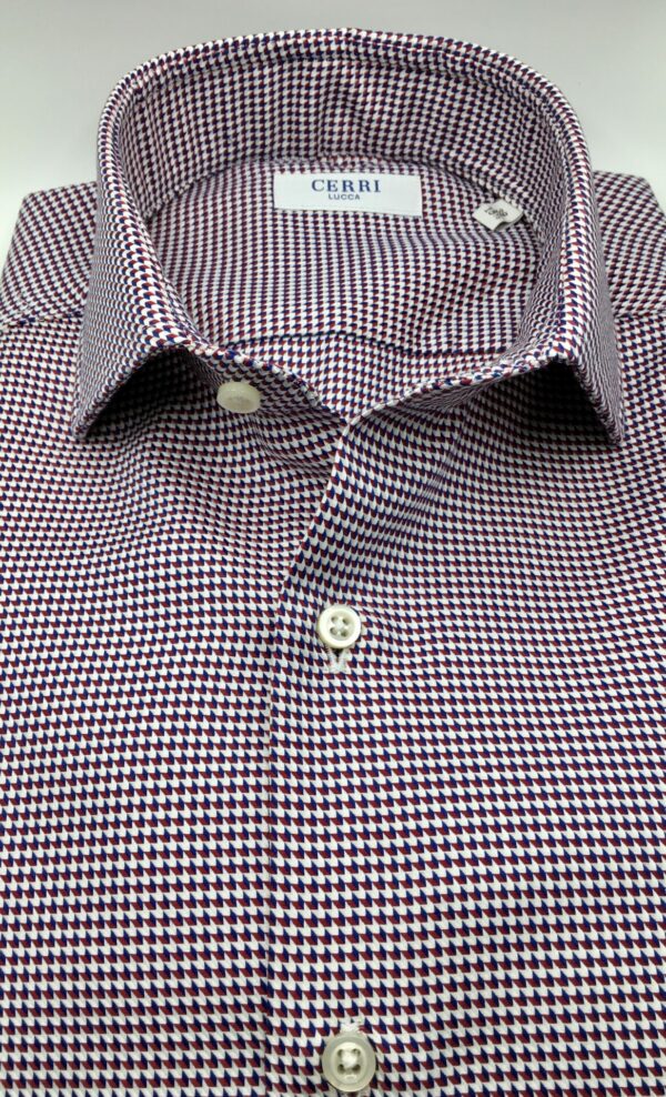 microdesign red and blue pure cotton slim fit shirt - Image 2