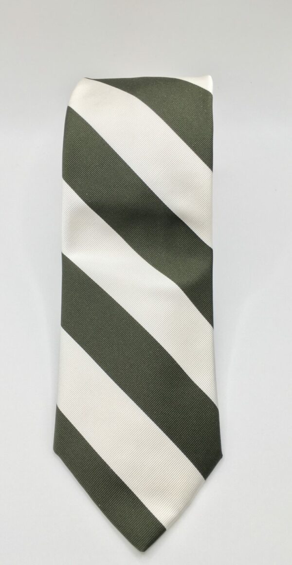 cravatta regimental bianco e verde pura seta