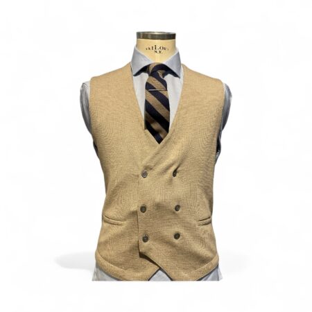 gilet doppio petto pura lana colore beige