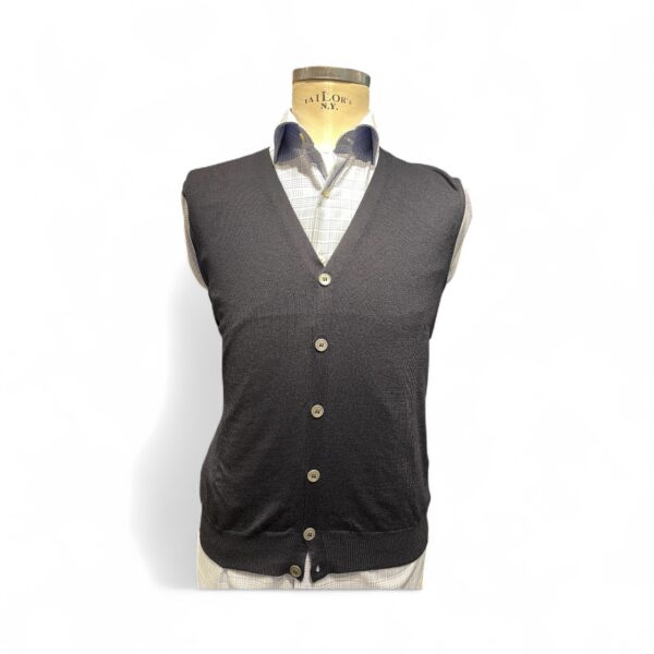 gilet con bottoni in pura lana merino blu navy