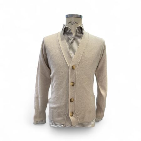 Cardigan pura lana due fili colore naturale
