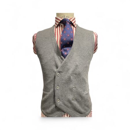 Gilet doppio petto pura lana grigio medio