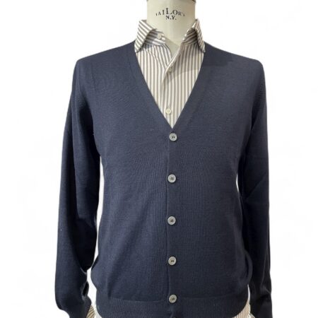 navy blue pure merino wool cardigan