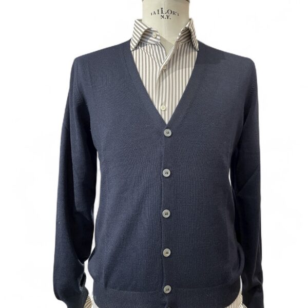 navy blue pure merino wool cardigan