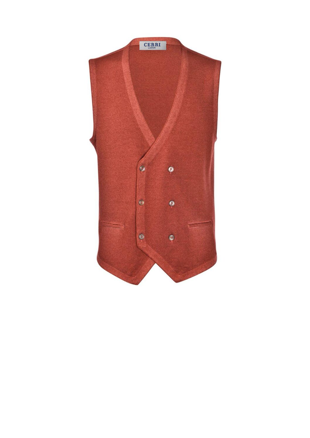 double breasted red pure wool vest