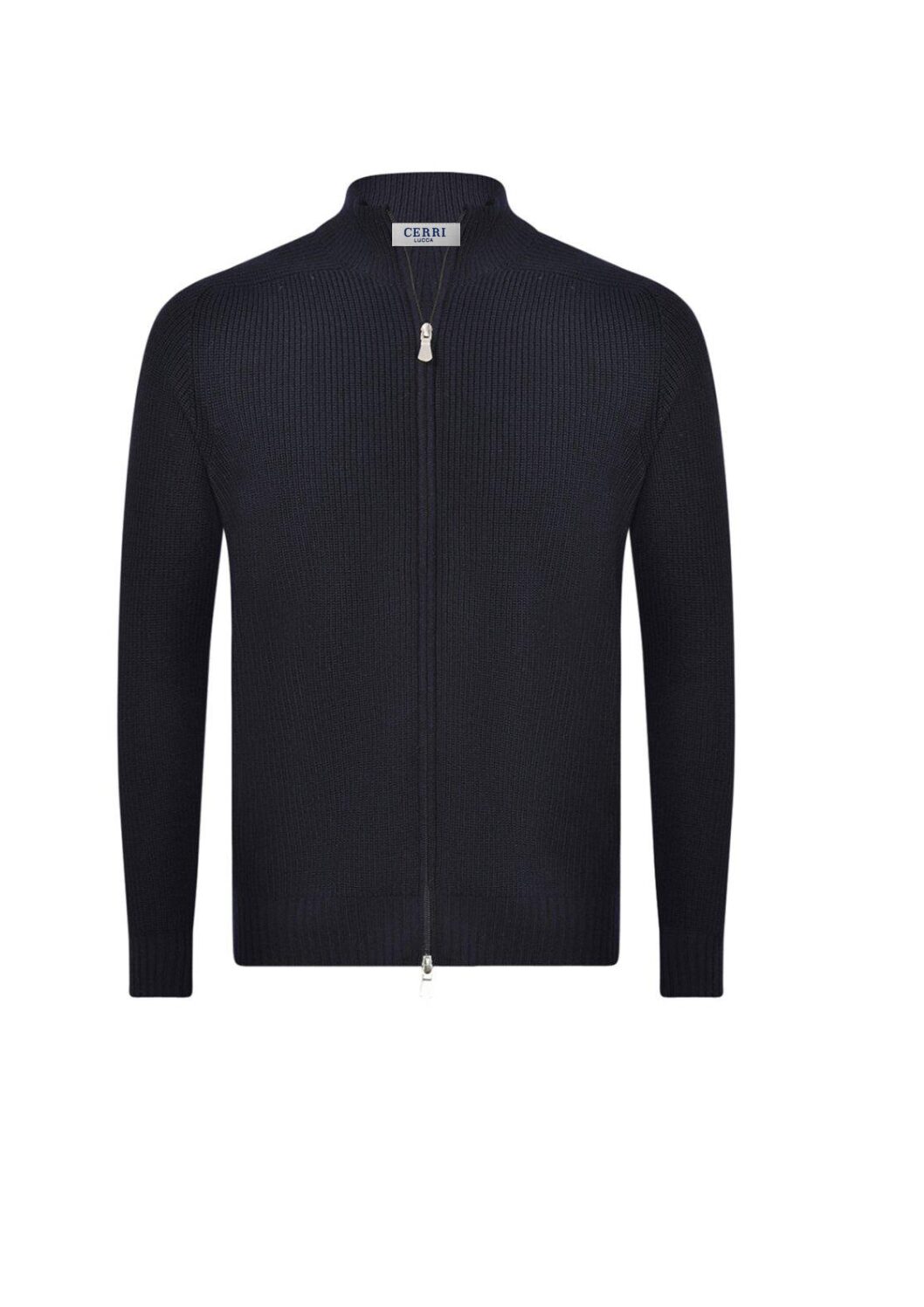 maglia blu navy full zip rain wool pura lana costa