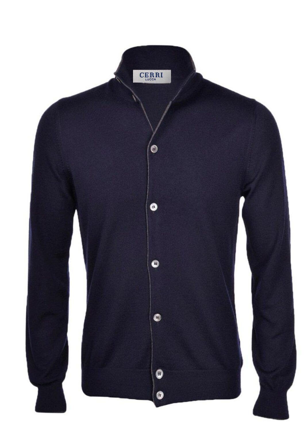 maglia con bottoni in pura lana merino blu navy