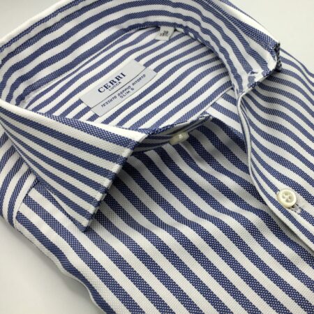 blue oxford two ply cotton slim fit shirt