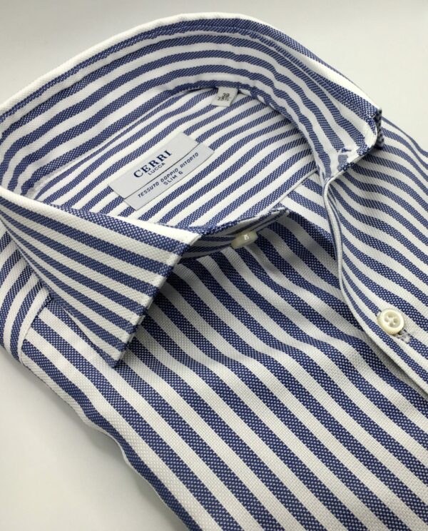 blue oxford two ply cotton slim fit shirt