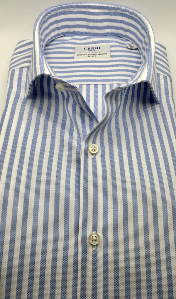 striped oxford light blue slim fit shirt - Image 2