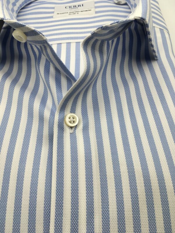 striped oxford light blue slim fit shirt - Image 3