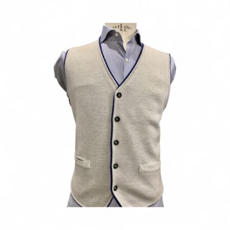pure wool light grey with royal contrast vest