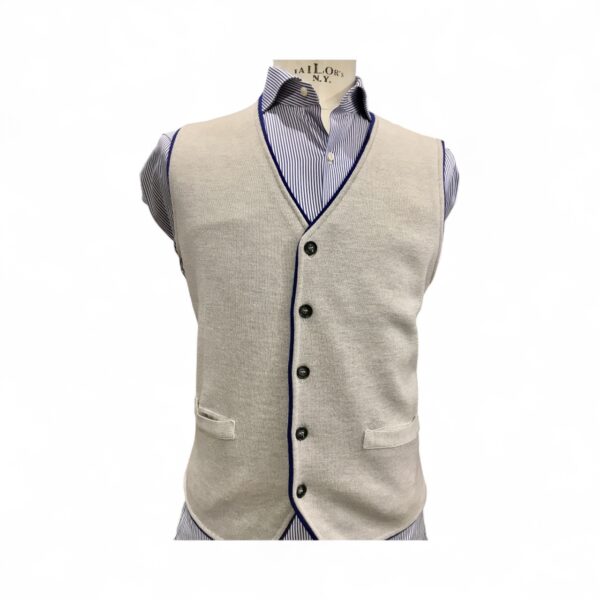 pure wool light grey with royal contrast vest