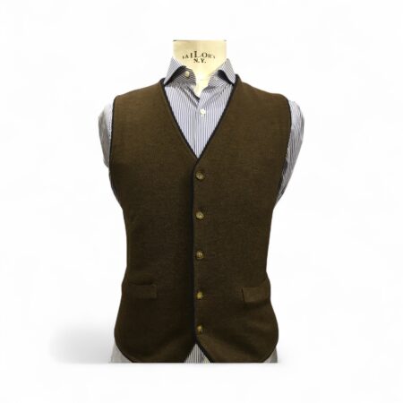 pure wool brown with blue contrast vest