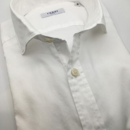 camicia bianca in puro cotone panama delavè