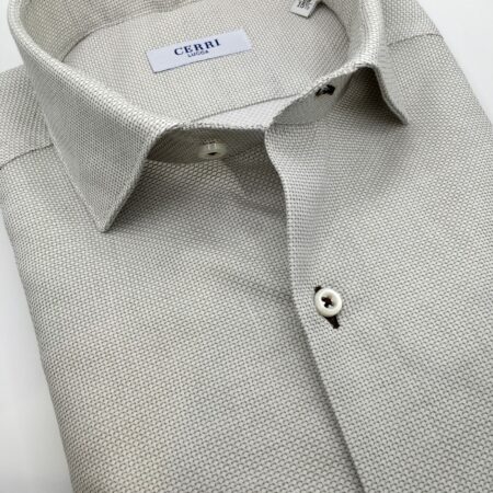 camicia puro cotone twill colore ecrù asole marroni
