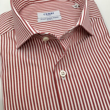 camicia riga rossa puro cotone panama doppio ritorto
