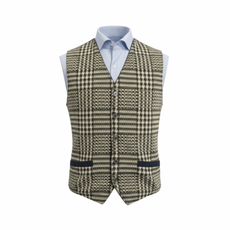 gilet in puro cotone quadro blu e verde