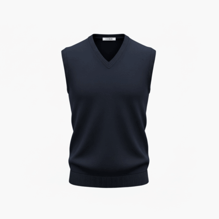 Gilet blu collo v in puro cotone