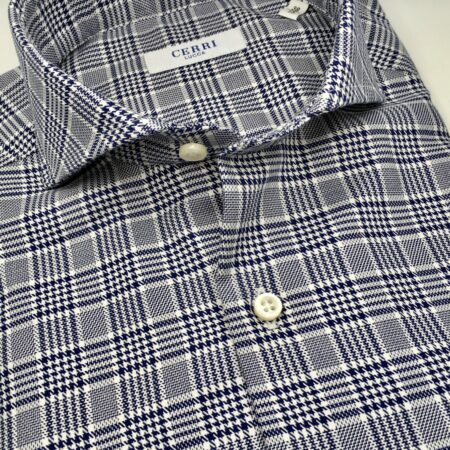 camicia principe di galles puro cotone trama twill