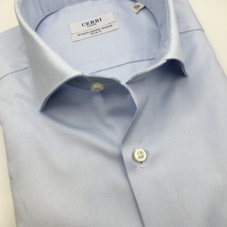 camicia celeste royal oxford in puro cotone doppio ritorto
