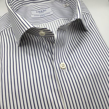 camicia righe blu puro cotone doppio ritorto trama twill