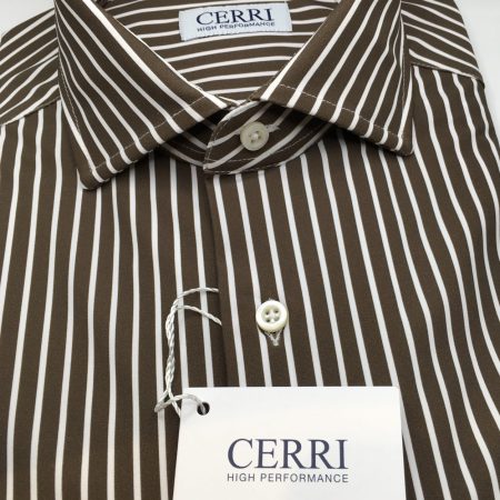 camicia tecnica righe spaziate marrone