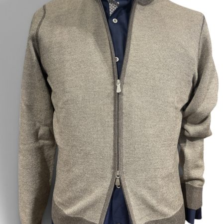 maglia pura lana full zip doppio cursore colore beige