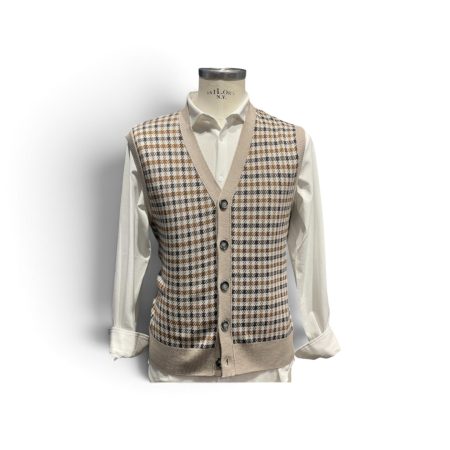 gilet quadro pura lana