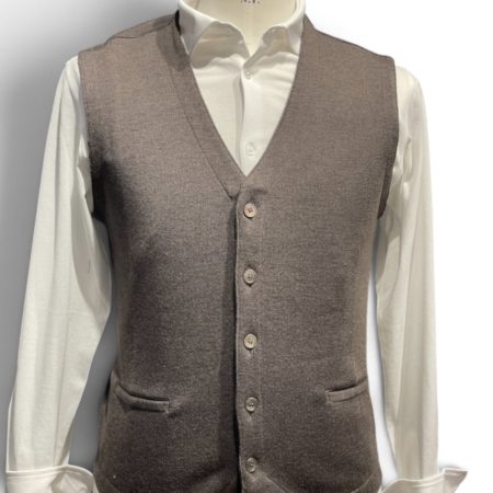 gilet pura lana merino color marrone