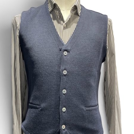 Gilet in pura lana merino colore blu