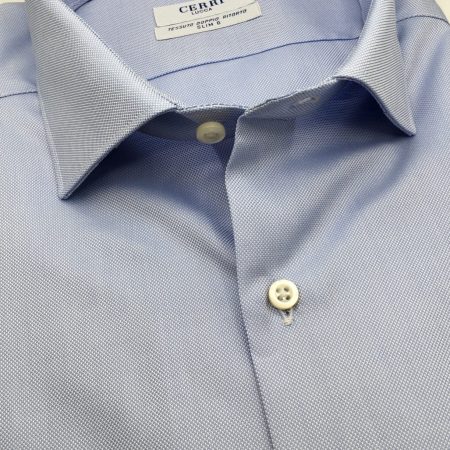 camicia celeste in puro cotone doppio ritorto royal oxford