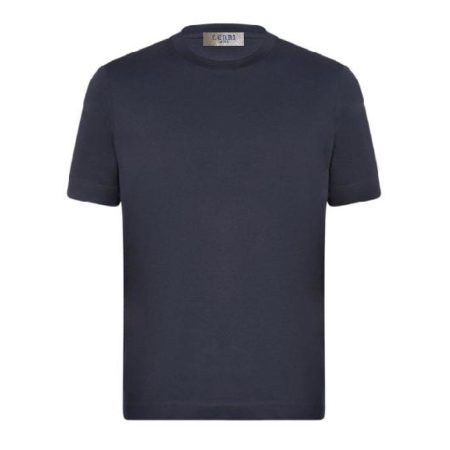 maglia blu navy manica corta in puro cotone filo lungo